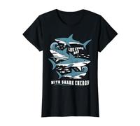 Live Every Day with Shark Energy - Cool Ocean Sharks Graphic Value Graphic T-Shirt, Women, Black, L