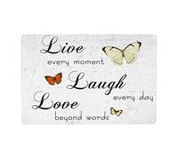 Live Every Moment Laugh Every Day Love Beyond Words Butterfly Aluminum Tin Sign Metal Wall Art Decorations Iron Painting For Indoor Outdoor Home Decor Room Door Accessories Poster Housewarming Gifts