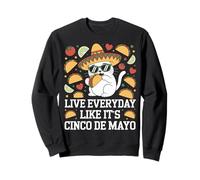 Live everyday like it's Cinco de Mayo cat eating a taco Sweatshirt