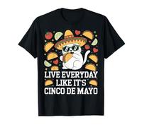 Live Everyday Like It's Cinco de Mayo cat Eating a Taco T-Shirt