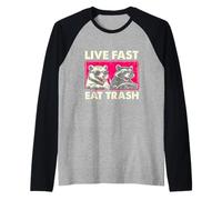 Live-Fast Eat Trash Driving Car Raccoon Living The Life Raglan Baseball Tee