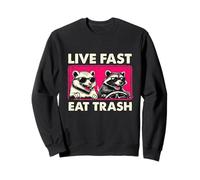 Live-Fast Eat Trash Driving Car Raccoon Living The Life Sweatshirt