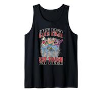 Live Fast Eat Trash Monster Trio Vintage Distressed Cartoon Tank Top
