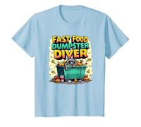 Live Fast Eat Trash Raccoon Dumpster Diving Funny T-Shirt, Kids, Baby Blue, 10 Years