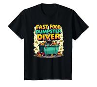 Live Fast Eat Trash Raccoon Dumpster Diving Funny T-Shirt, Kids, Black, 10 Years