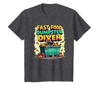 Live Fast Eat Trash Raccoon Dumpster Diving Funny T-Shirt, Kids, Dark Heather Grey, 10 Years