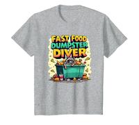 Live Fast Eat Trash Raccoon Dumpster Diving Funny T-Shirt, Kids, Heather Grey, 10 Years