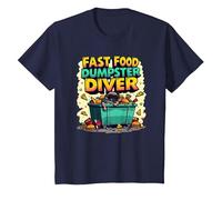 Live Fast Eat Trash Raccoon Dumpster Diving Funny T-Shirt, Kids, Navy, 10 Years