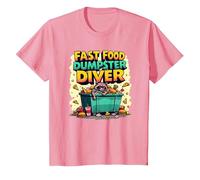 Live Fast Eat Trash Raccoon Dumpster Diving Funny T-Shirt, Kids, Pink, 10 Years