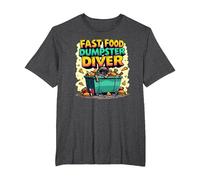 Live Fast Eat Trash Raccoon Dumpster Diving Funny T-Shirt, Men's Big and Tall, Dark Heather Grey, 4X Tall