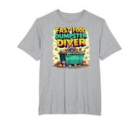 Live Fast Eat Trash Raccoon Dumpster Diving Funny T-Shirt, Men's Big and Tall, Heather Grey, 6X Tall