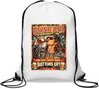 Live Fast Party Hard Spirit Gym Sack Casual Drawstring Bag White
