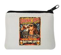 Live Fast Party Hard Spirit Neoprene Coin Purse Pouch 10x11cm White