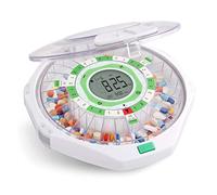Live Fine 28-Day Automatic Pill Dispenser Frosted Lid with Upgraded LCD Display and Key Lock, Sound & Light for Prescriptions, Medication, Vitamins, Supplements & More
