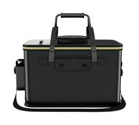 Live Fish Container - Oxygen Pump Hole Slot, Foldable Fishing Box Waterproof Tub, Live Fish Container Camping Barrel, Heavy Duty Thickened Leakproof Vinyl Fishing Bucket for Anglers & Scouts