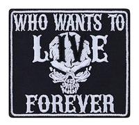 Live Forever Music Sew on Patch - Punk Patches Iron on Patches for Rockers, Bikers, Hipsters, Heavy Metal Fans, Music Lovers - Wildly Popular Appliqué for All Fabrics | 90X80 mm