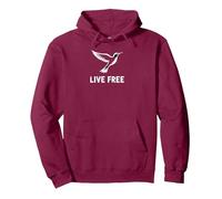 Live Free Hummingbird Inspirational Freedom Pullover Hoodie, Adult Unisex, Burgundy, M