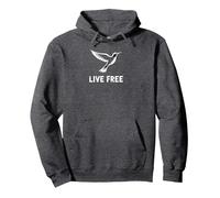 Live Free Hummingbird Inspirational Freedom Pullover Hoodie, Adult Unisex, Dark Heather Grey, XL