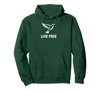 Live Free Hummingbird Inspirational Freedom Pullover Hoodie, Adult Unisex, Forest Green, XL