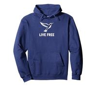 Live Free Hummingbird Inspirational Freedom Pullover Hoodie, Adult Unisex, Navy, XL
