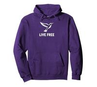 Live Free Hummingbird Inspirational Freedom Pullover Hoodie, Adult Unisex, Purple, M