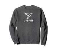 Live Free Hummingbird Inspirational Freedom Sweatshirt, Adult Unisex, Dark Heather Grey, M