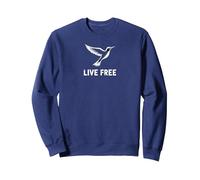 Live Free Hummingbird Inspirational Freedom Sweatshirt, Adult Unisex, Navy, M