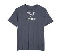 Live Free Hummingbird Inspirational Freedom T-Shirt, Men's Big and Tall, Heather Blue, 2X Tall