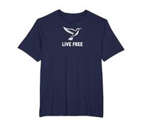 Live Free Hummingbird Inspirational Freedom T-Shirt, Men's Big and Tall, Navy, 6X Tall