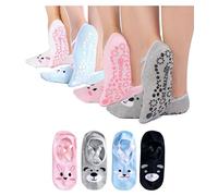 Live Happy Be Healthy Non-Slip Socks Yoga Barre Pilates Hospital Maternity Sock w/Grips for Women Men 2-Pairs Black, 4-pairs Mix Grey Pink Black Blue, One size