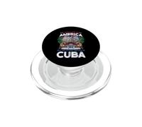 Live in America My Story Began in Cuba Vintage Car and Flags PopSockets PopGrip for MagSafe