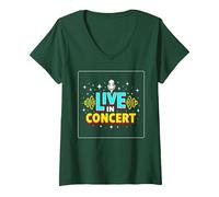 Live in Concert: Retro Music Event V-Neck T-Shirt, Women, Forest Green, XXL