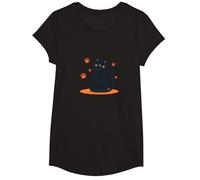 Live in The Meow Cat Lover Paw Print Whimsical T-Shirt, Girls, Black, Medium
