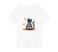 Live in The Meow Cat Lover Paw Print Whimsical T-Shirt, Women's Plus, White, 1X