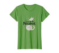 Live in The Meowment: Cute Cat Lover Word Game T-Shirt, Women, Grass, XS