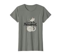 Live in The Meowment: Cute Cat Lover Word Game T-Shirt, Women, Olive Heather, L