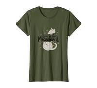 Live in The Meowment: Cute Cat Lover Word Game T-Shirt, Women, Olive, M