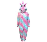 Live It Style It Unicorn Onesie Womens Comfy Pyjamas Mens Soft Sleepsuit Gifts for Ladies Animal Jumpsuit Dress Up Costume (XL, Unicorn - Pink Green Stars)