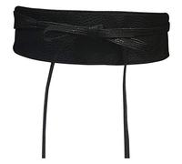 Live It Style It Women's Obi Belt Wide Lace Waist Band Faux Leather Cinch Tie up One Size Boho (Black Leather)