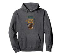 Live Laugh Bark: Playful Dog Lover Pullover Hoodie, Adult Unisex, Dark Heather Grey, XXL
