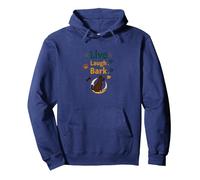 Live Laugh Bark: Playful Dog Lover Pullover Hoodie, Adult Unisex, Navy, S