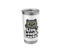 Live Laugh Leave Funny Cat Sarcastic Introvert Quote Stainless Steel Insulated Tumbler