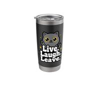 Live Laugh Leave Funny Cat Sarcastic Introvert Quote Stainless Steel Insulated Tumbler