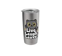 Live Laugh Leave Funny Cat Sarcastic Introvert Quote Stainless Steel Insulated Tumbler