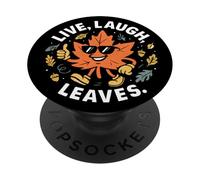 Live Laugh Leaves Happy Fall Harvest Autumn Leaf Pun PopSockets Adhesive PopGrip