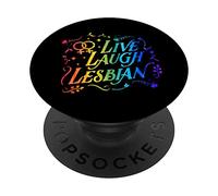 Live Laugh Lesbian Funny Ironic Lesbian Pride Joke Humor PopSockets Swappable PopGrip