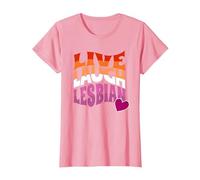 Live, Laugh, Lesbian, LGBTQ Pride, Lesbian Ally T-Shirt, Women, Pink, Medium