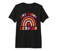 Live Laugh Lesbian Pride Boho Rainbow LGBTQ Pride Month Premium T-Shirt