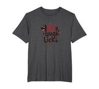 Live, Laugh, Lick: Playful Dog Lover Quote T-Shirt, Men's Big and Tall, Dark Heather Grey, 6X Tall
