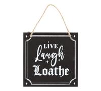 Live Laugh Loathe Hanging Sign - Wooden Wall Plaque for Humorous Home Decor, Sarcastic Wall Ornament with Funny Quote Art - Quirky British Charm